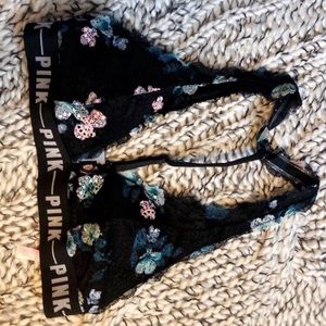 Black bralette with flowers